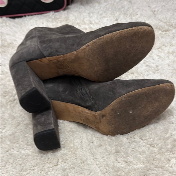 Via Spiga Charcoal Suede Heeled Boots - Picture 4 of 5